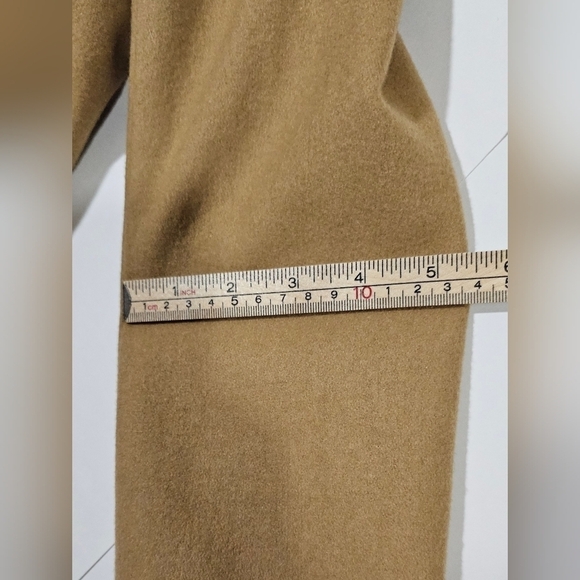 Women's Wool Blend Pea Coat Ruffle Hem Tan Khaki Camel Winter Coat XS - Picture 10 of 15